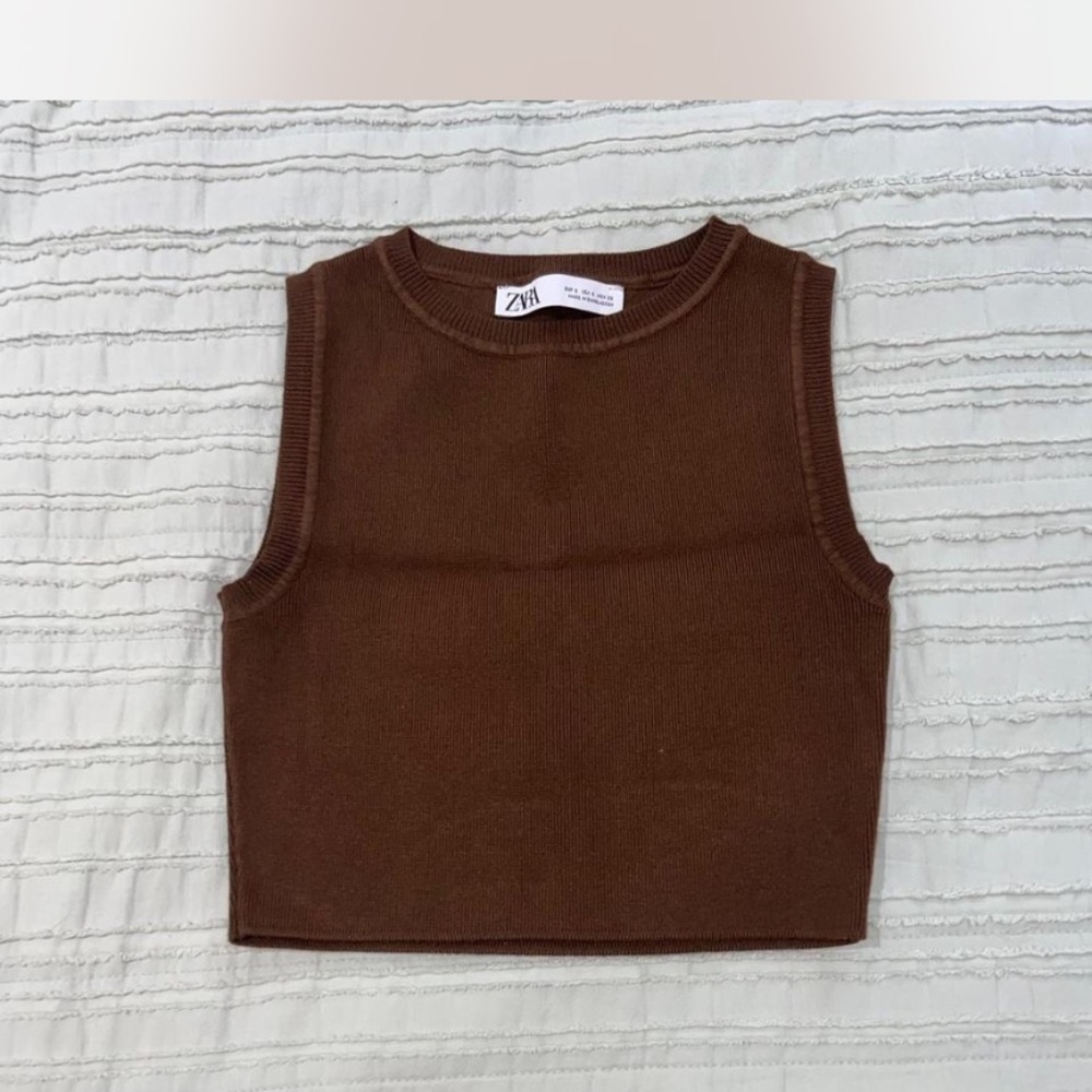 Zara Chocolate Brown Knit Tank